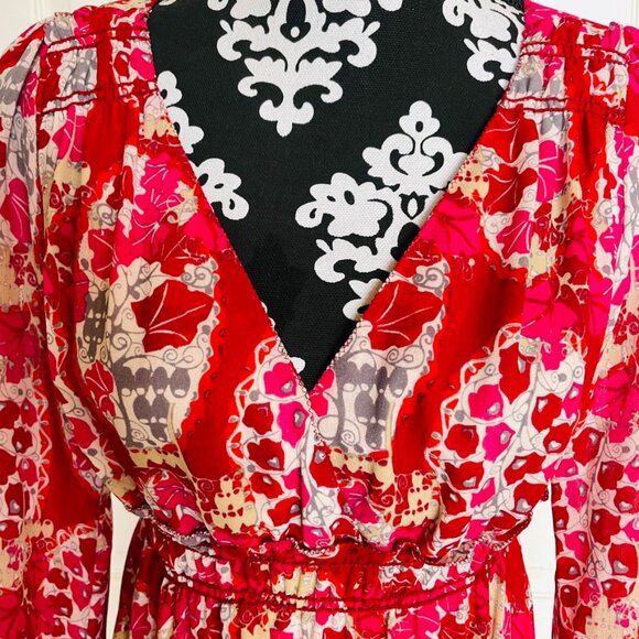 Sophie Max Floral Flowy Handkerchief Hem Maxi Dress Small - Picture 5 of 16